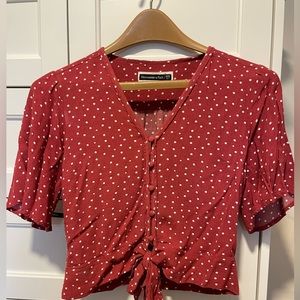 Women’s size XS Pink and White Polka Dot Blouse